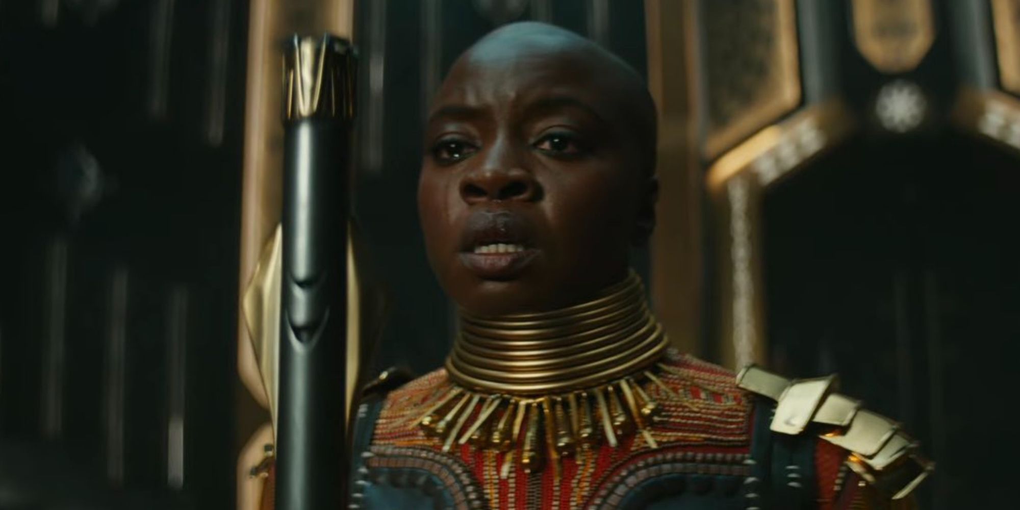Okoye crying in Black Panther: Wakanda Forever.