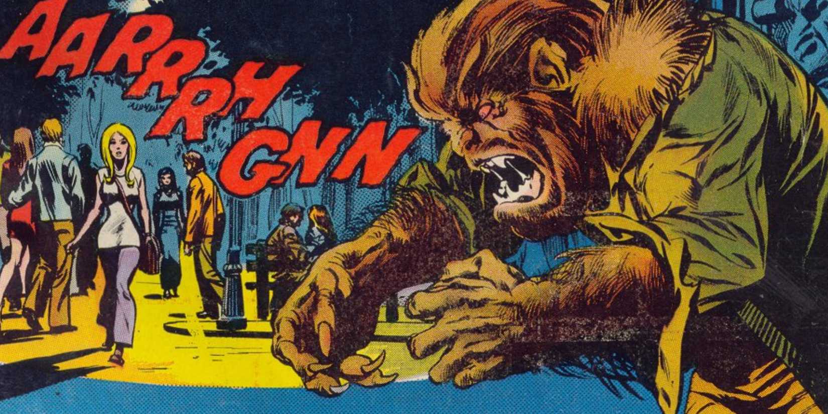 Comic book art: Jack Russell becomes Werewolf By Night in Marvel Comics.