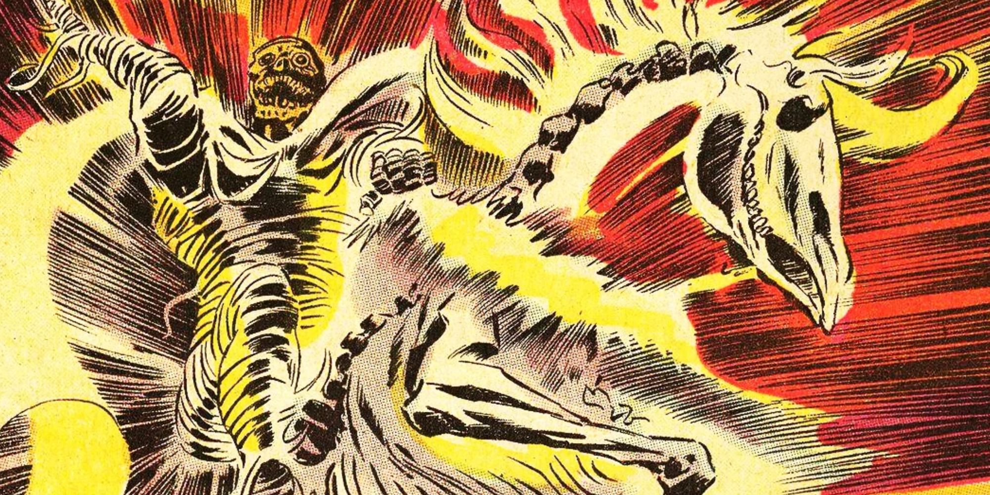 Death's Head rides his skeletal horse in Marvel Comics.