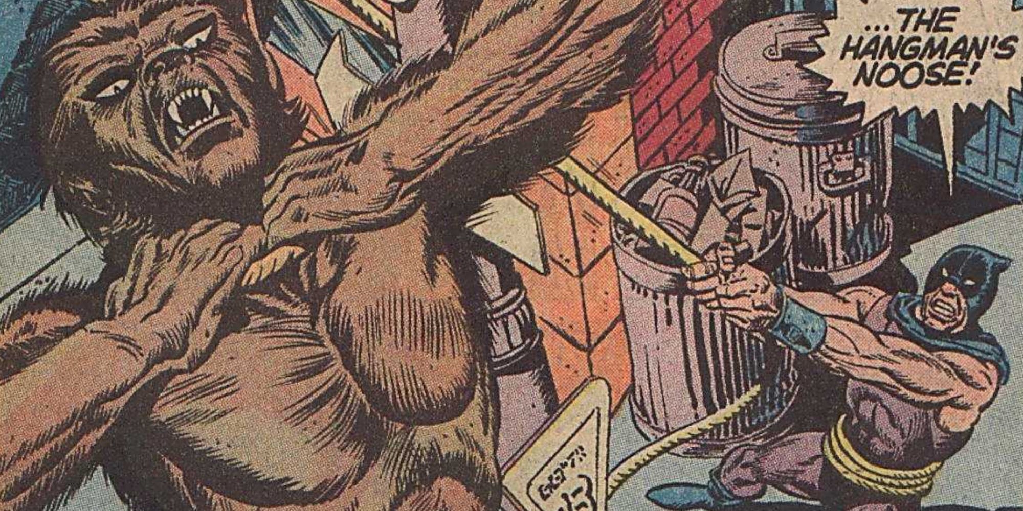 The Hangman attacks Werewolf By Night in Marvel Comics.