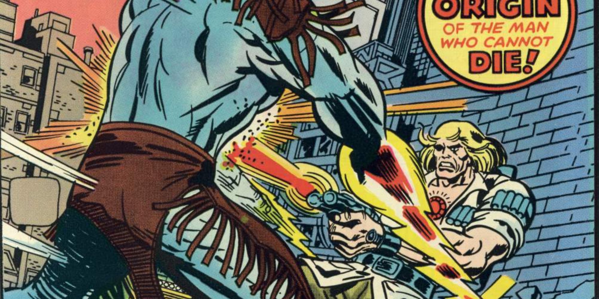 Bloodstone luta contra um guerreiro alienígena na história em quadrinhos Marvel Presents #2.