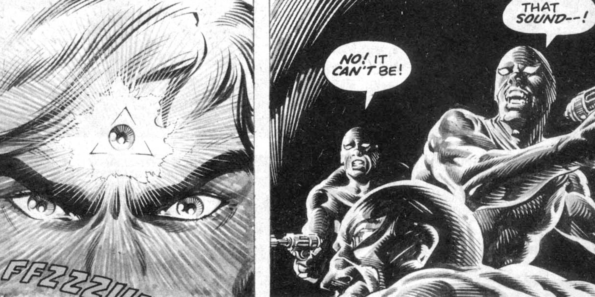 Bloodstone uses his third eye power in Marvel Comics.