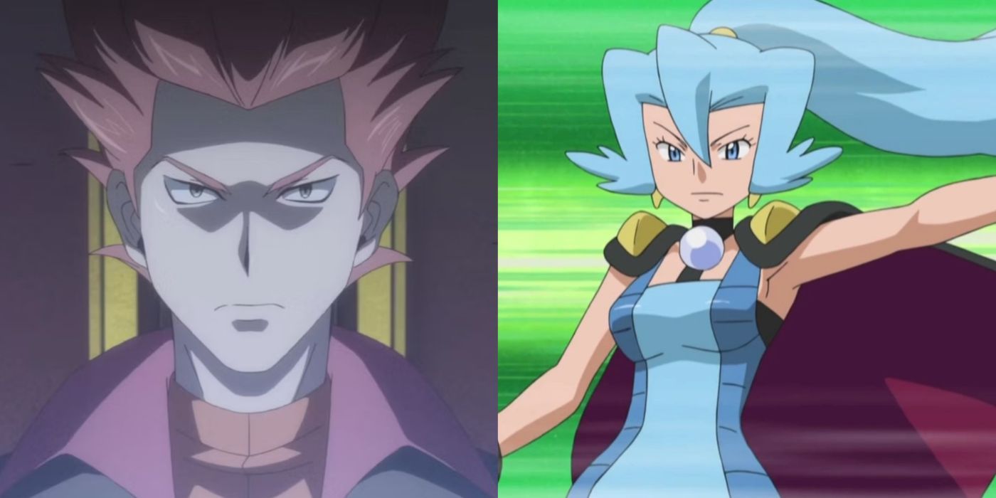 A split image of Lance and Clair from Pokemon.