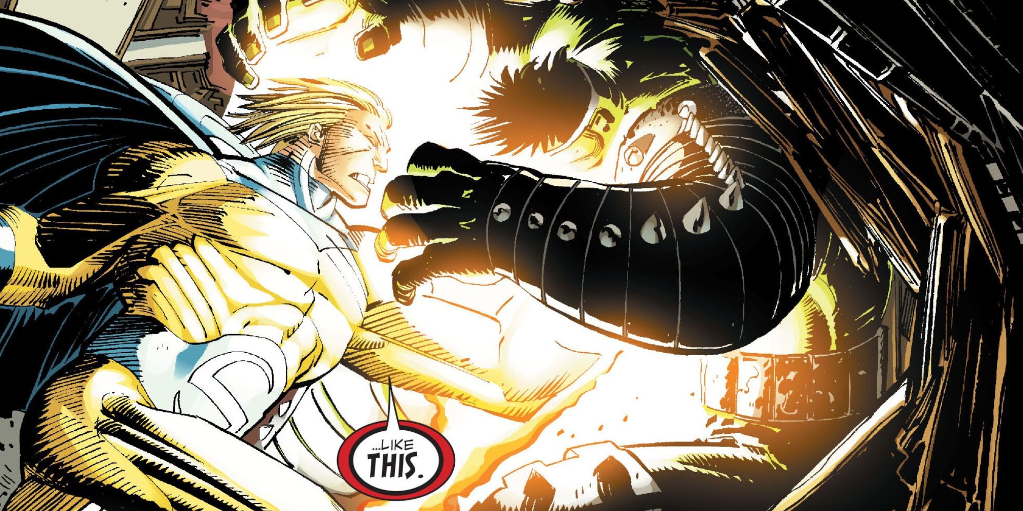 Sentinela dá um soco no Hulk na história em quadrinhos World War Hulk #5.