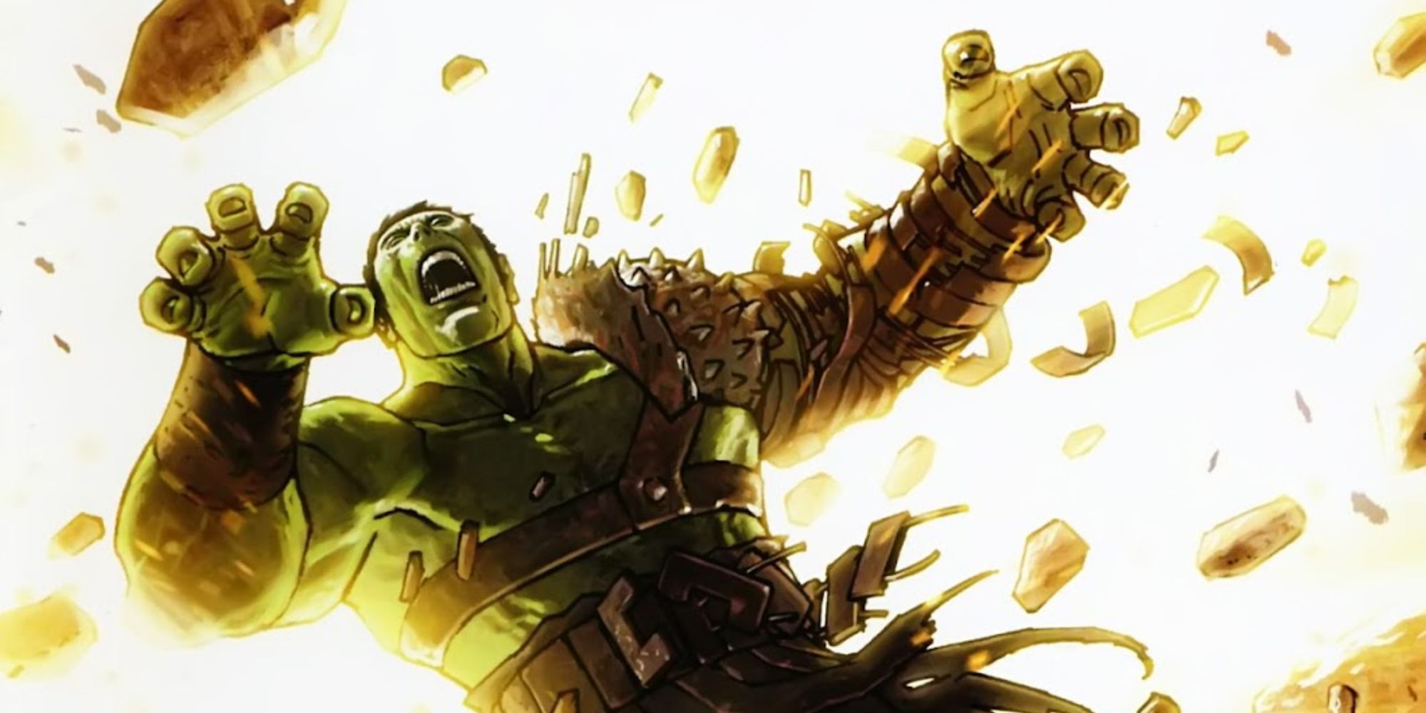 Hulk is caught in an explosion on Sakaar in Marvel Comics.