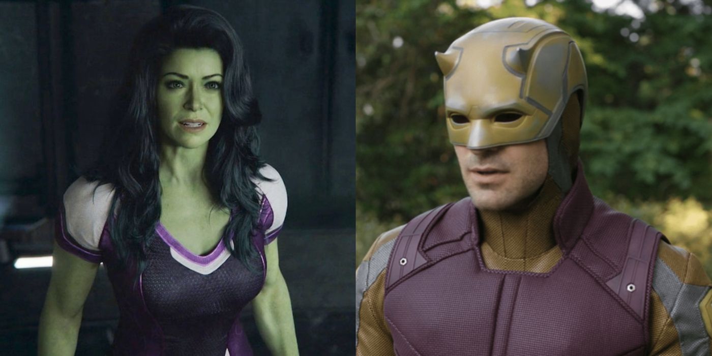 She-Hulk looks agitated in the Marvel Studios film studio, and Daredevil arrives to help Jennifer take down Todd.
