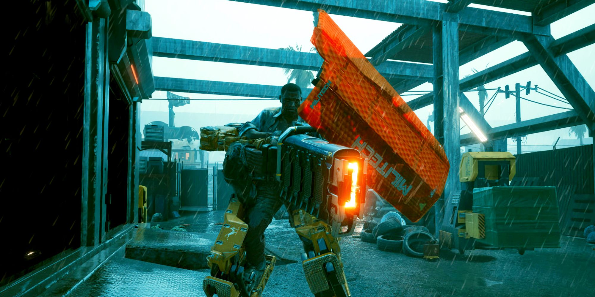 Cyberpsycho Chase Coley in his Militech mech suit from Cyberpunk 2077.