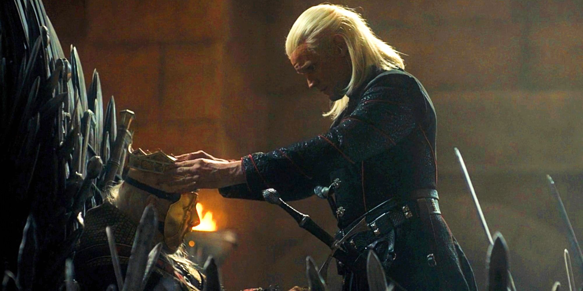 Daemon places Viserys' crown in his head in HOTD episode 8