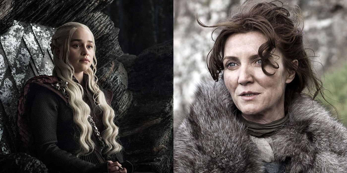 Split image of Daenerys Targaryen and Catelyn Stark in Game of Thrones.