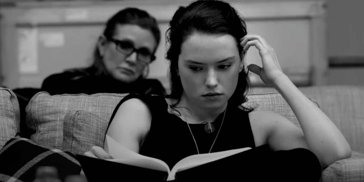 Daisy Ridley reading a Star Wars script