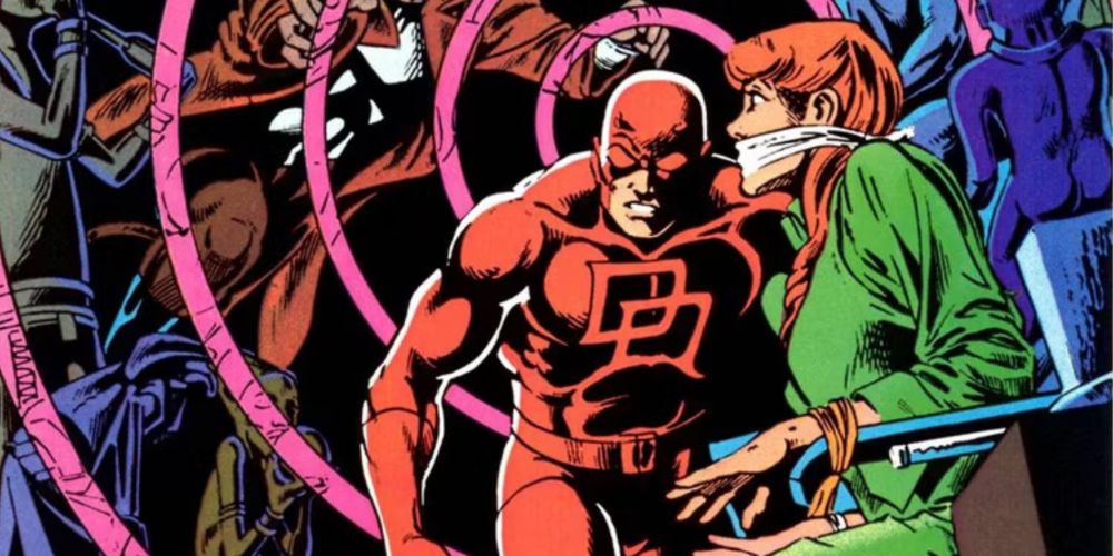 Daredevil rescues Glorianna O’Breen in the comics