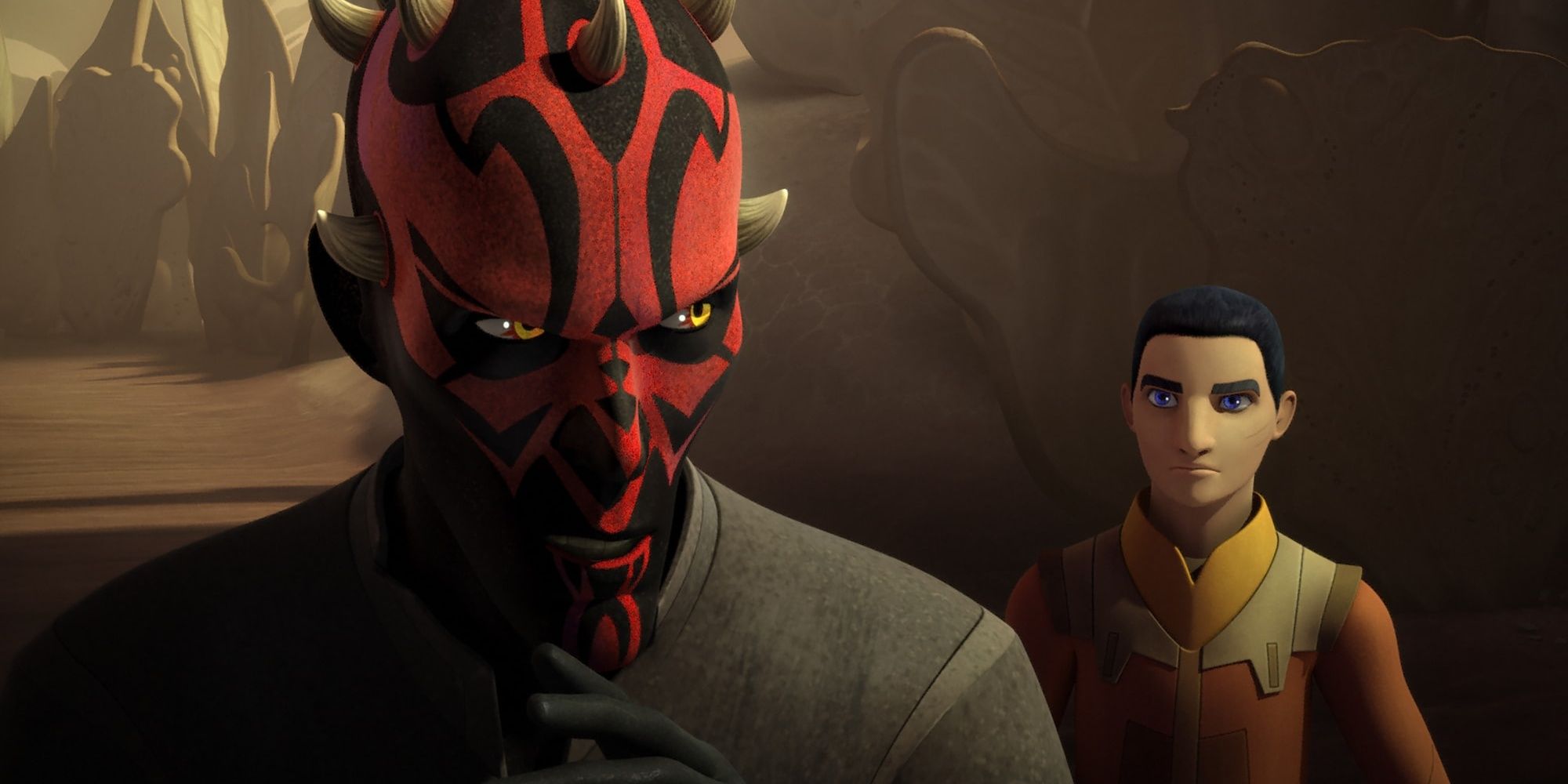 Darth Maul talks to someone behind him in Star Wars Rebels 