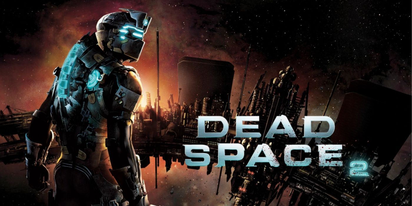 Arte promocional de Dead Space 2 com Isaac em seu traje de engenheiro com a estação espacial ao fundo.