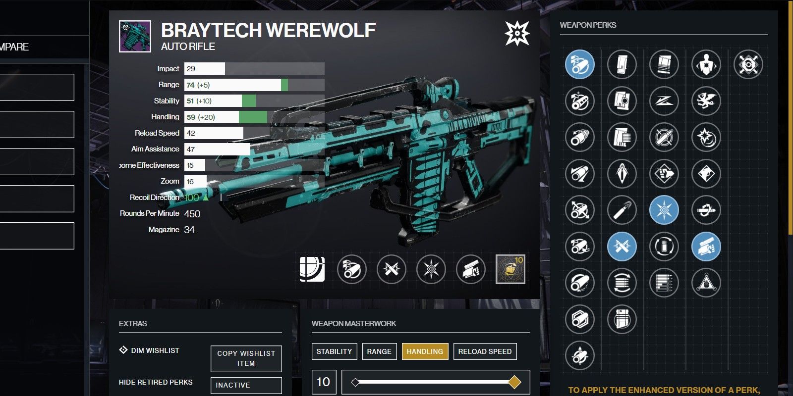 Destiny 2 BrayTech Werewolf Perks Intrinsic Traits