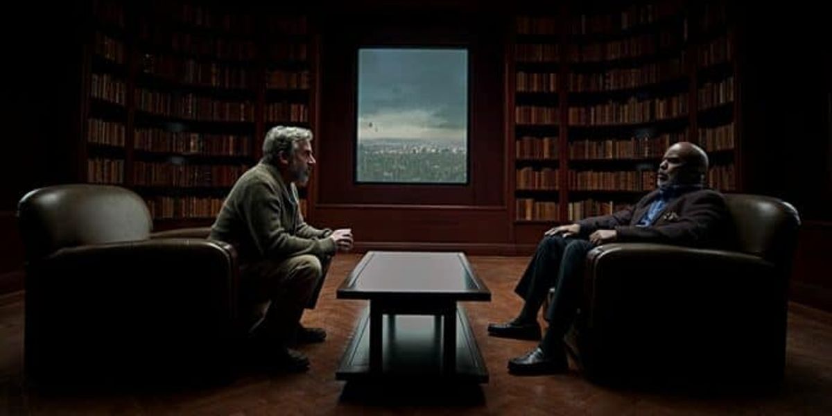 Doutor Alan Strauss (Steve Carell) conversando com seu terapeuta Charlie (David Alan Grier) em O Paciente