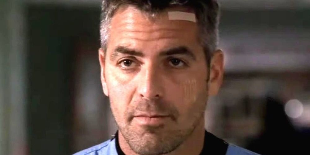 Doug Ross with a bandage on his forehead in ER