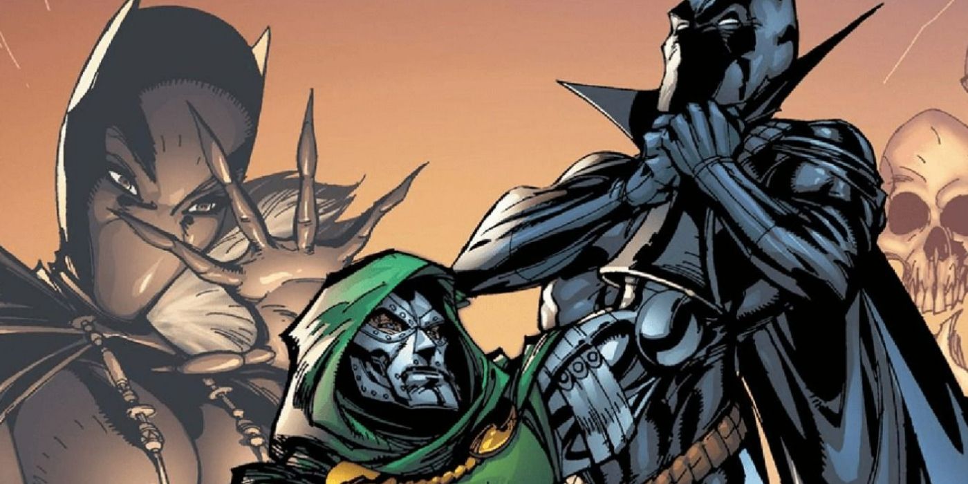 Dr Doom ataca o Pantera Negra na história em quadrinhos de Doomwar.