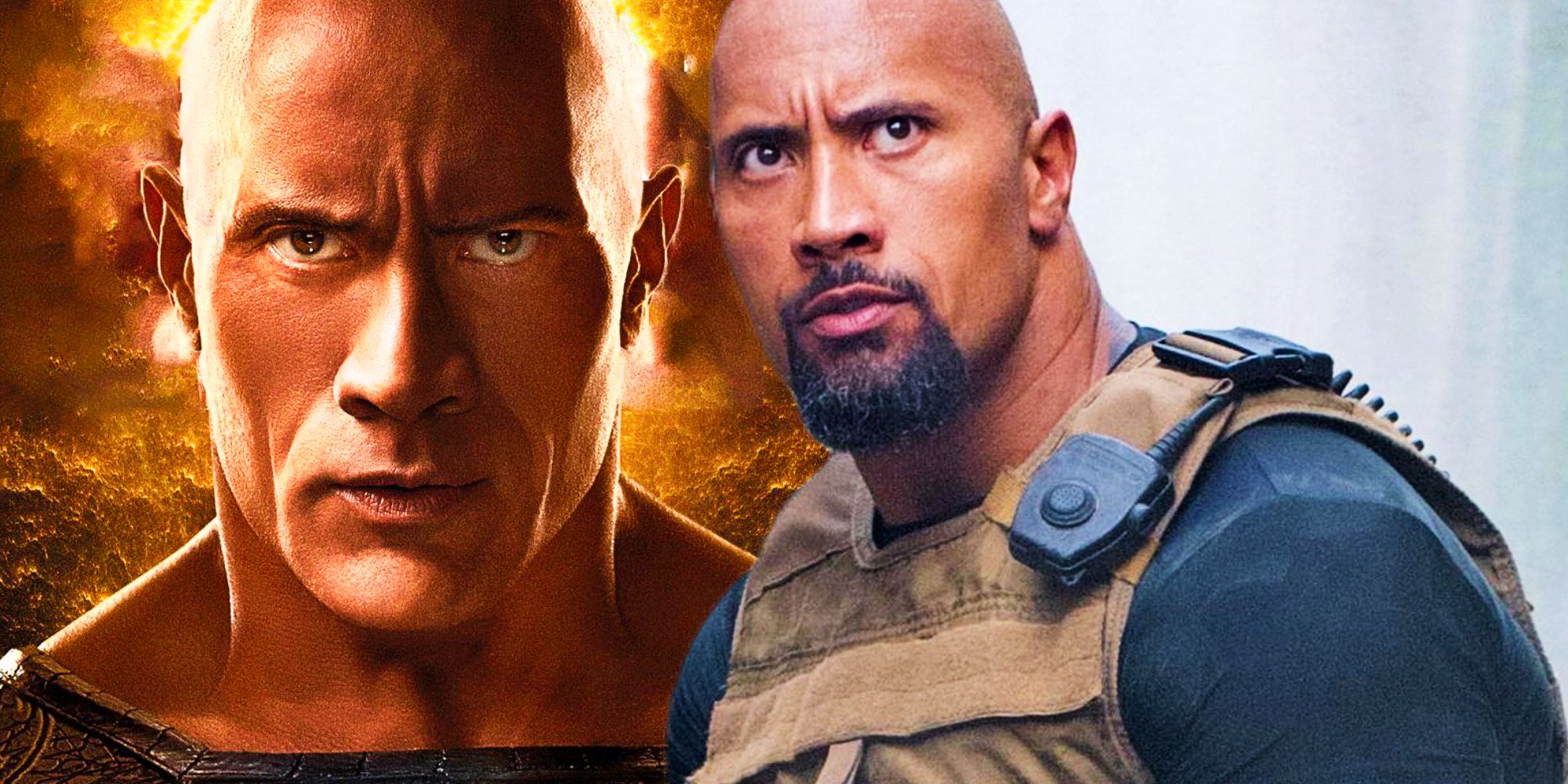 Dwayne Johnson as Black Adam and Fast and Furious Hobbs