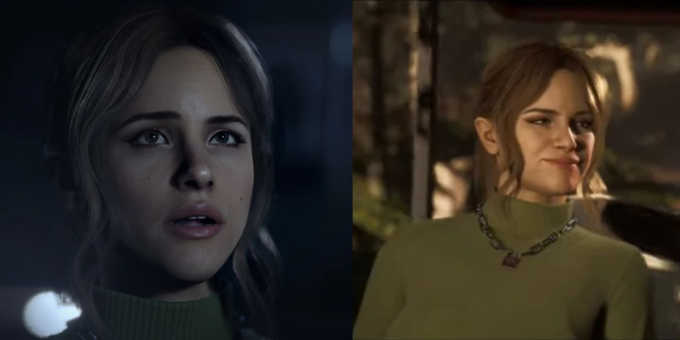 Two images of Emma in The Quarry next to each other