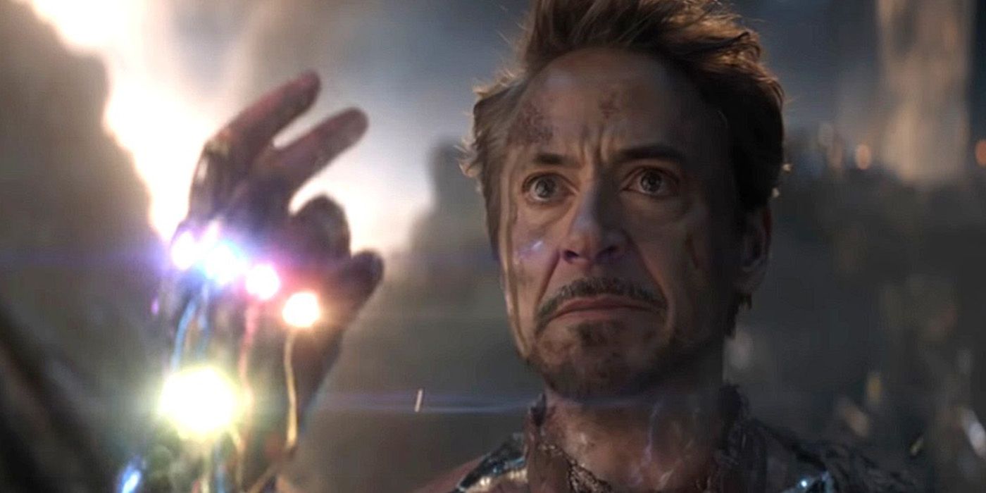 Tony Stark/Iron Man snaps his fingers in Avengers Endgame.