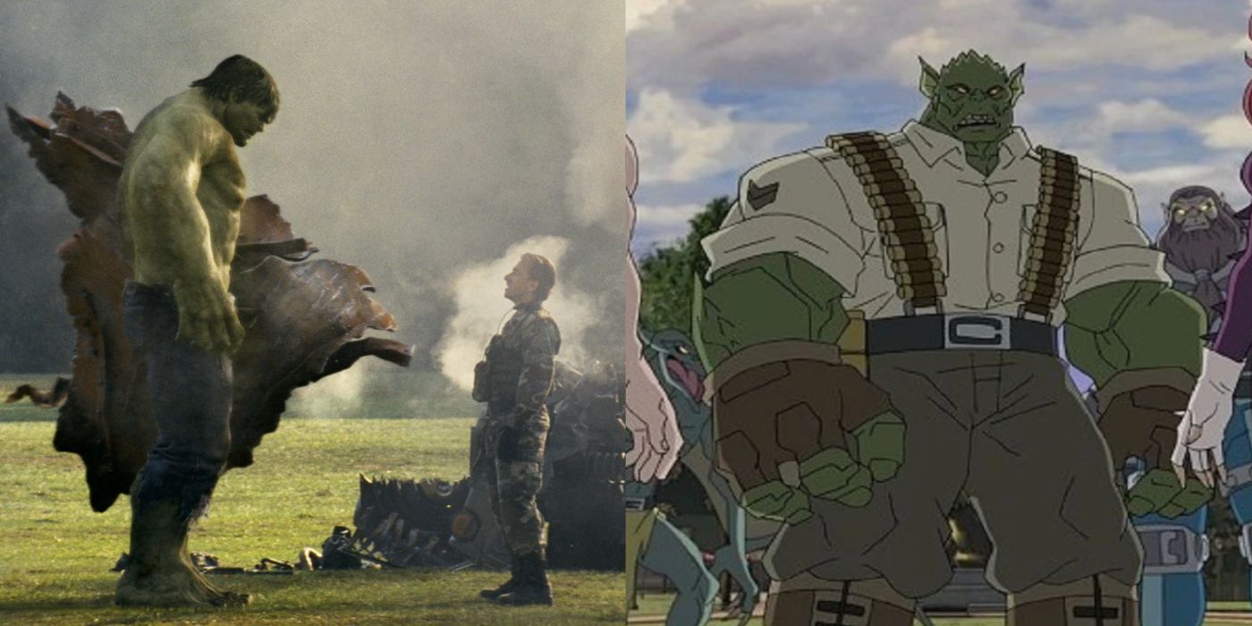 Split image showing Abomination in various Hulk movies