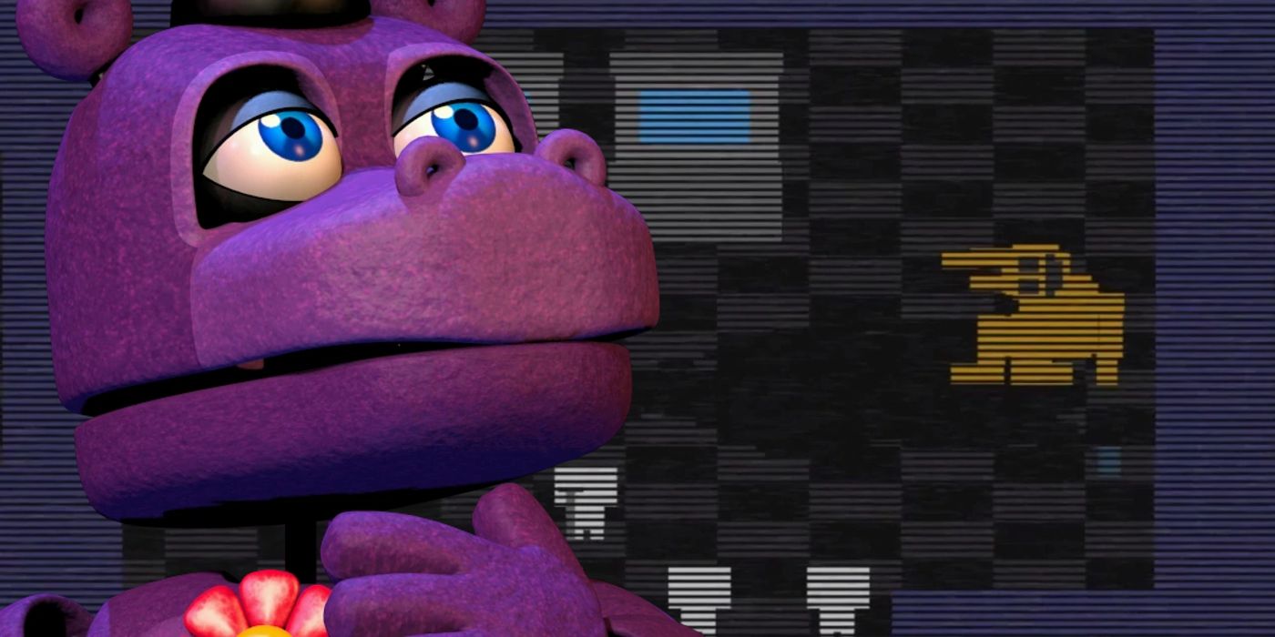 Five Nights At Freddy's Mr. Hippo looking contemplative.