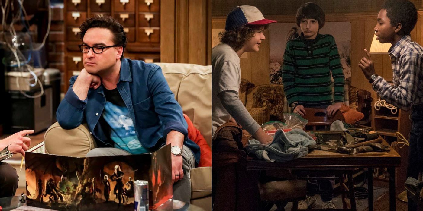The Big Bang Theory and Stranger Things characters playing Dungeons & Dragons
