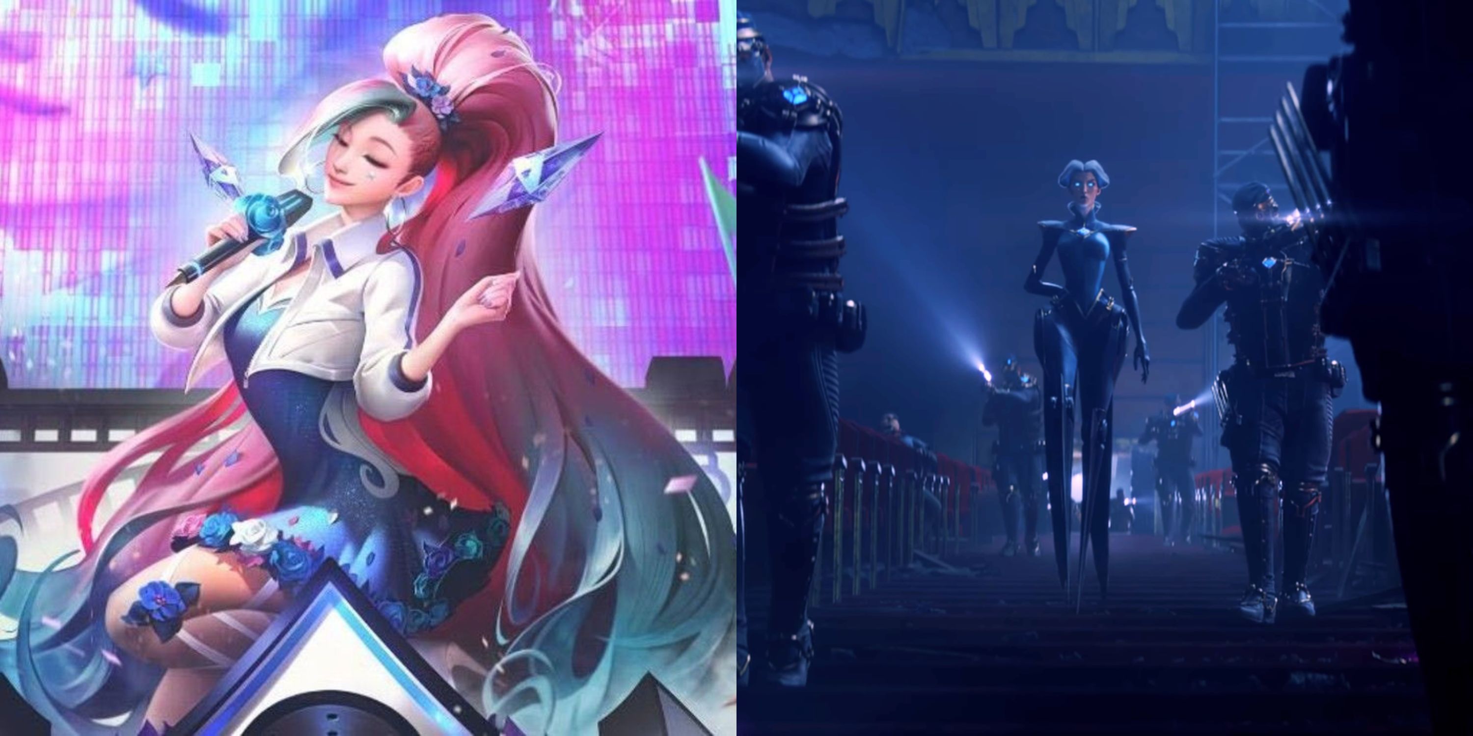 Featured image showing artwork for Seraphine from League of Legends and Camille in a cinematic