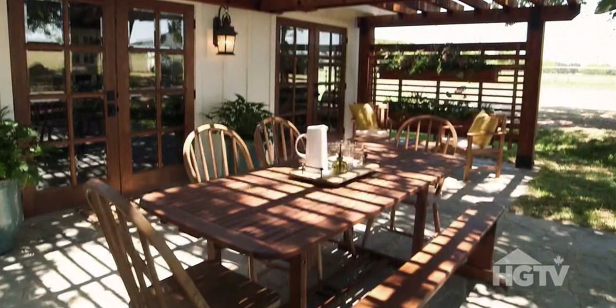 The patio from an episode of Fixer Upper