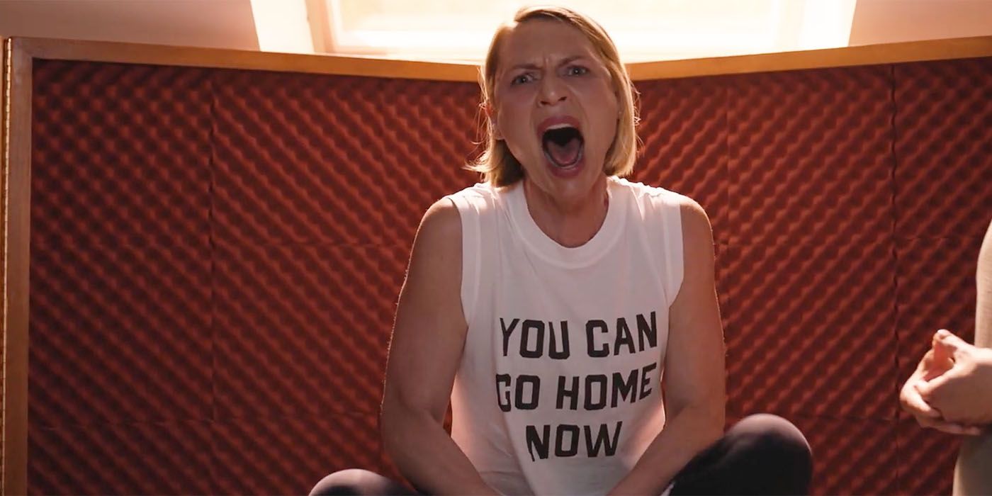 Rachel Fleishman (Claire Danes) sitting cross-legged and screaming in Fleishman Is in Trouble