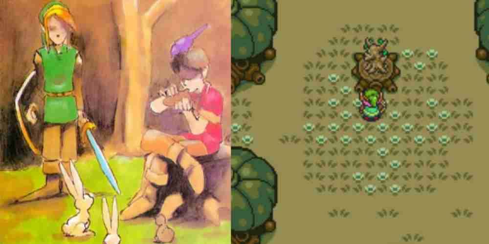 Art of the Flute Boy from Link to the Past and his stump in game.