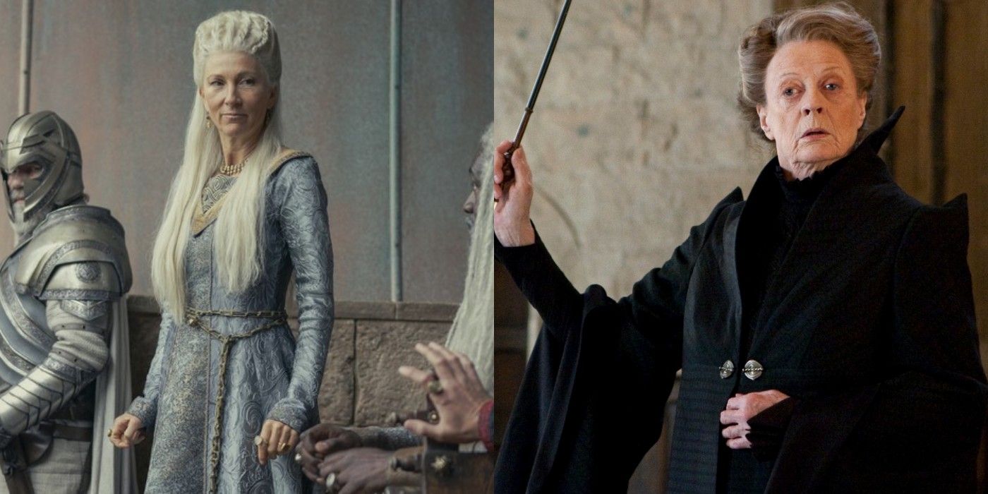 Princess Rhaenys Targaryen and Minerva McGonagall in their franchises.
