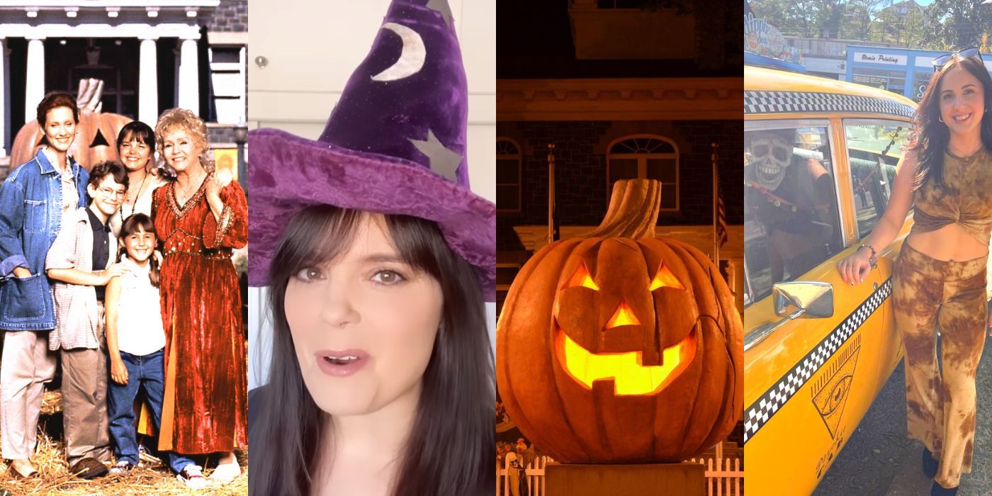 Four split images of the cast from Halloweentown today from Disney