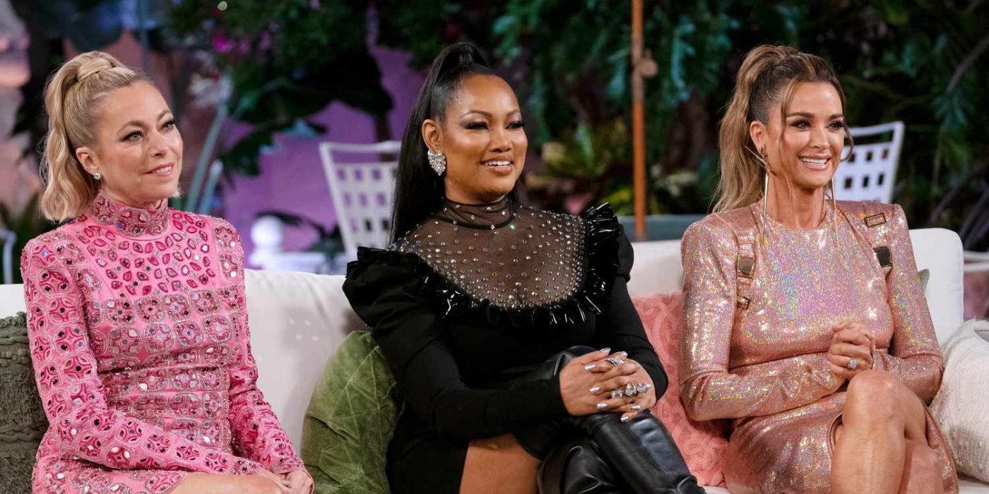 Garcelle, Kyle and Sutton smiling happily at the RHOBH reunion