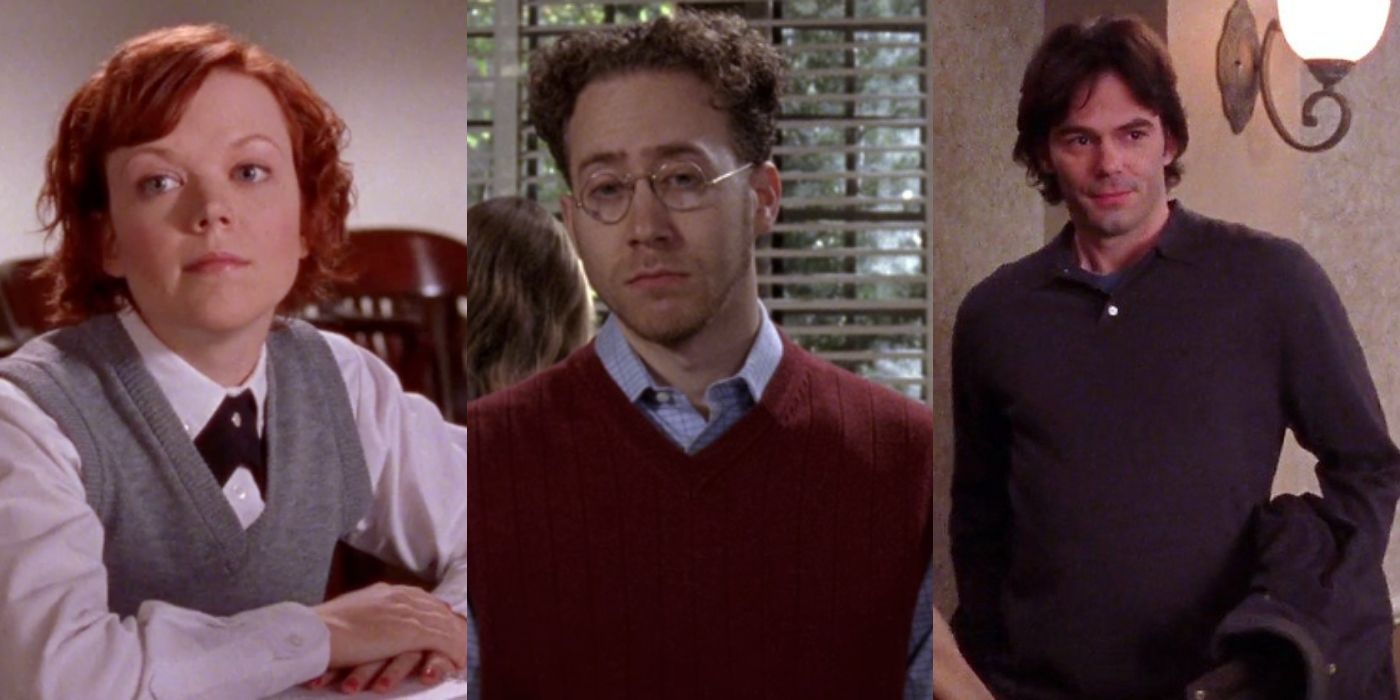 Split image of Francie, Bill and Alex on Gilmore Girls
