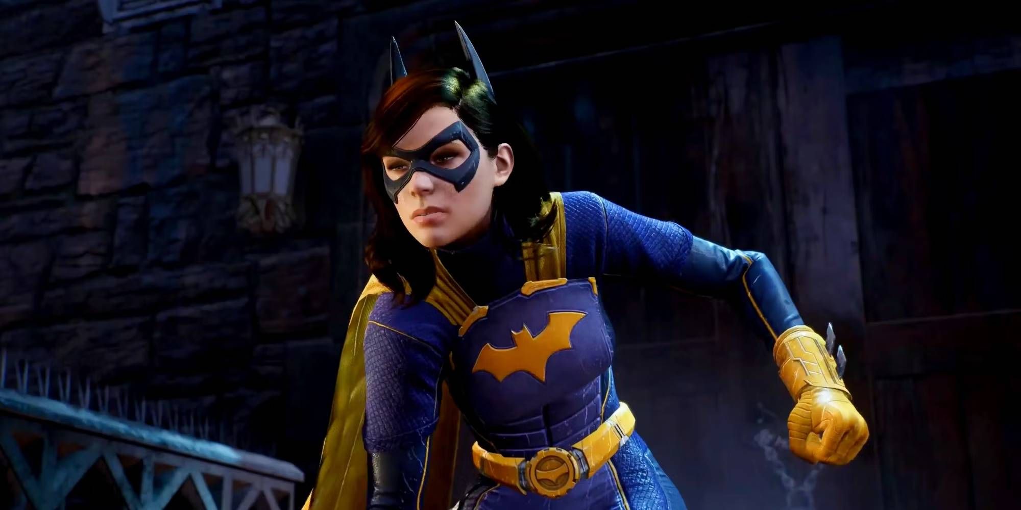 Batgirl com o punho cerrado pronto para lutar em Gotham Knights