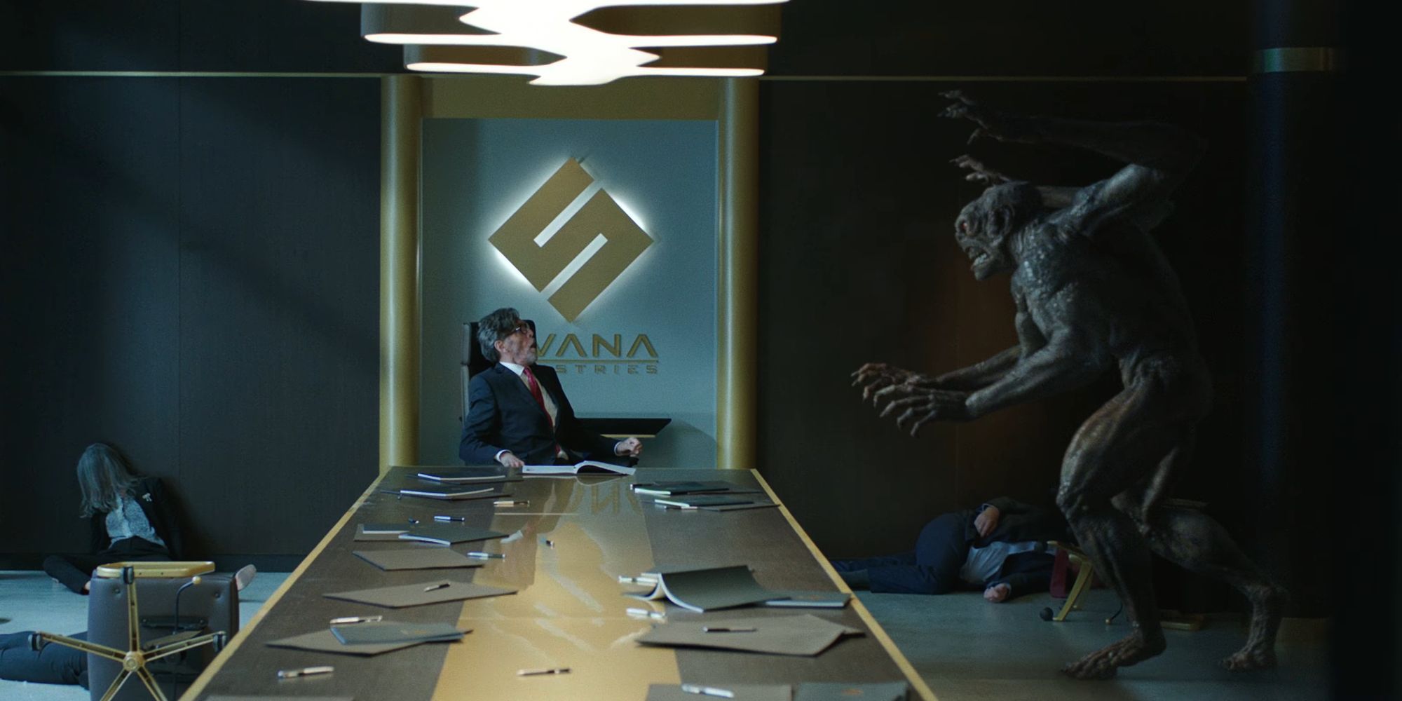 Greed attacking Dr. Sivana's father in Shazam (2019)