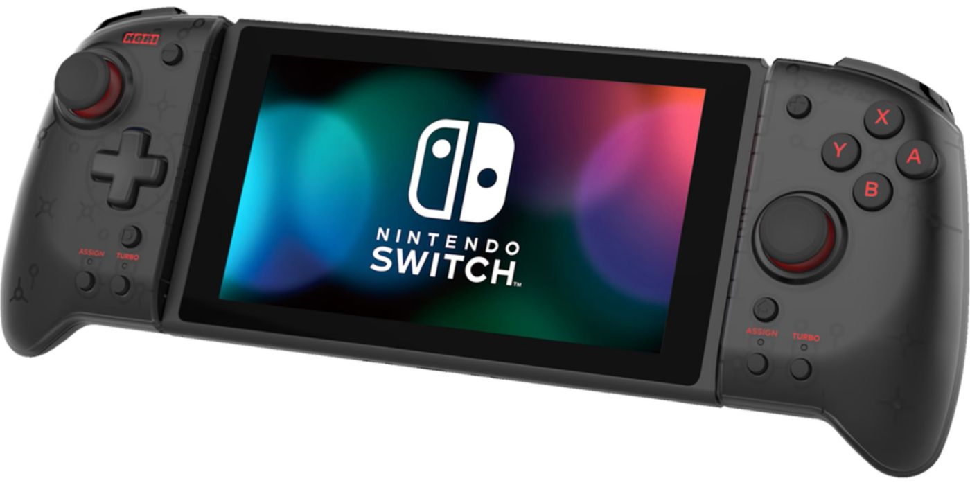 Os controladores Hori Split Pad Pro conectados a um Nintendo Switch.