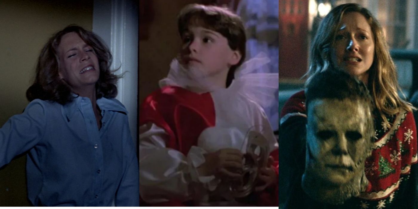 Split Image: Laurie Strode in Halloween 1978, Jamie Lloyd in Halloween 4, and Karen Nelson in Halloween.Kills.