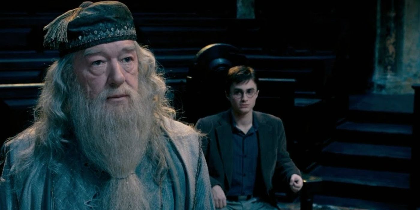 Harry y Dumbledore en el juicio de Harry en Harry Potter.