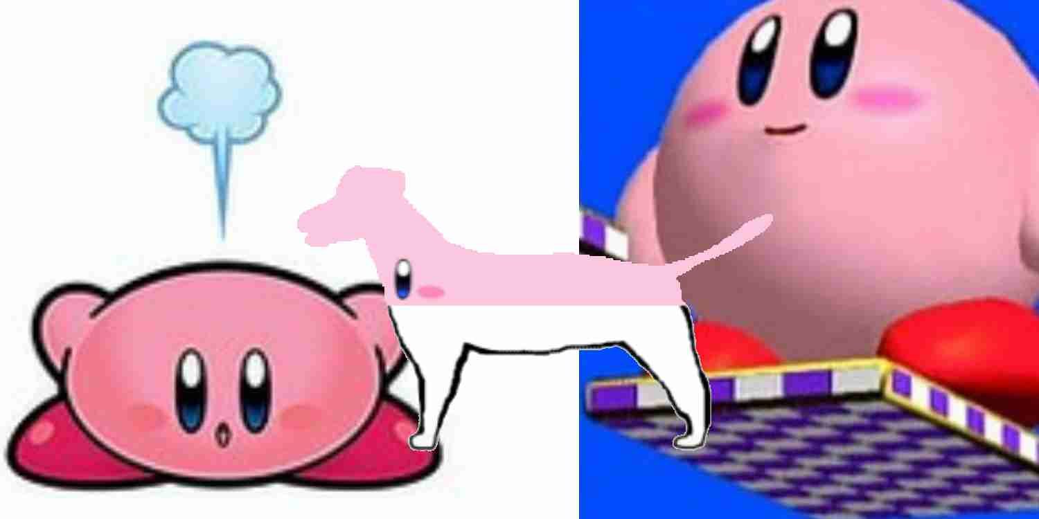 Three funny imahes of Kirby based on memes of his character.-1