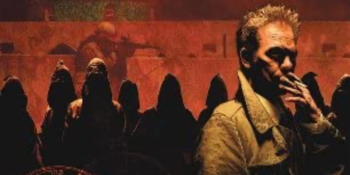 Constantine smokes a cigarette on the cover of Hellblazer War Lord 
