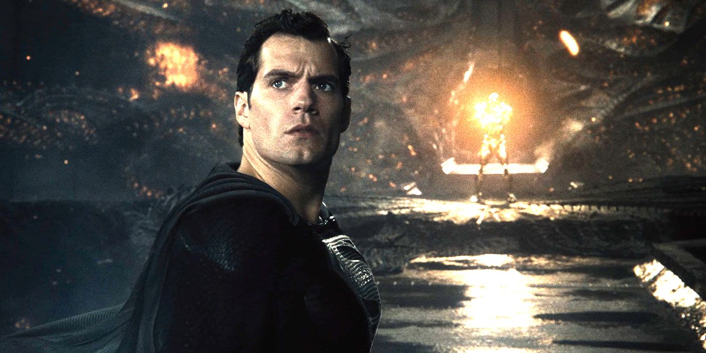 Superman turning back and looking up in confusion in Zack Snyder's Justice League.