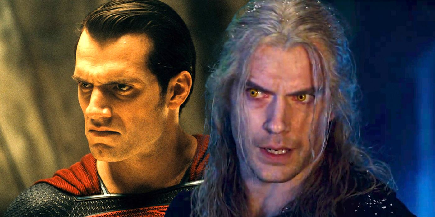 Blended image of Henry Cavill as Superman and Geralt of Rivia.