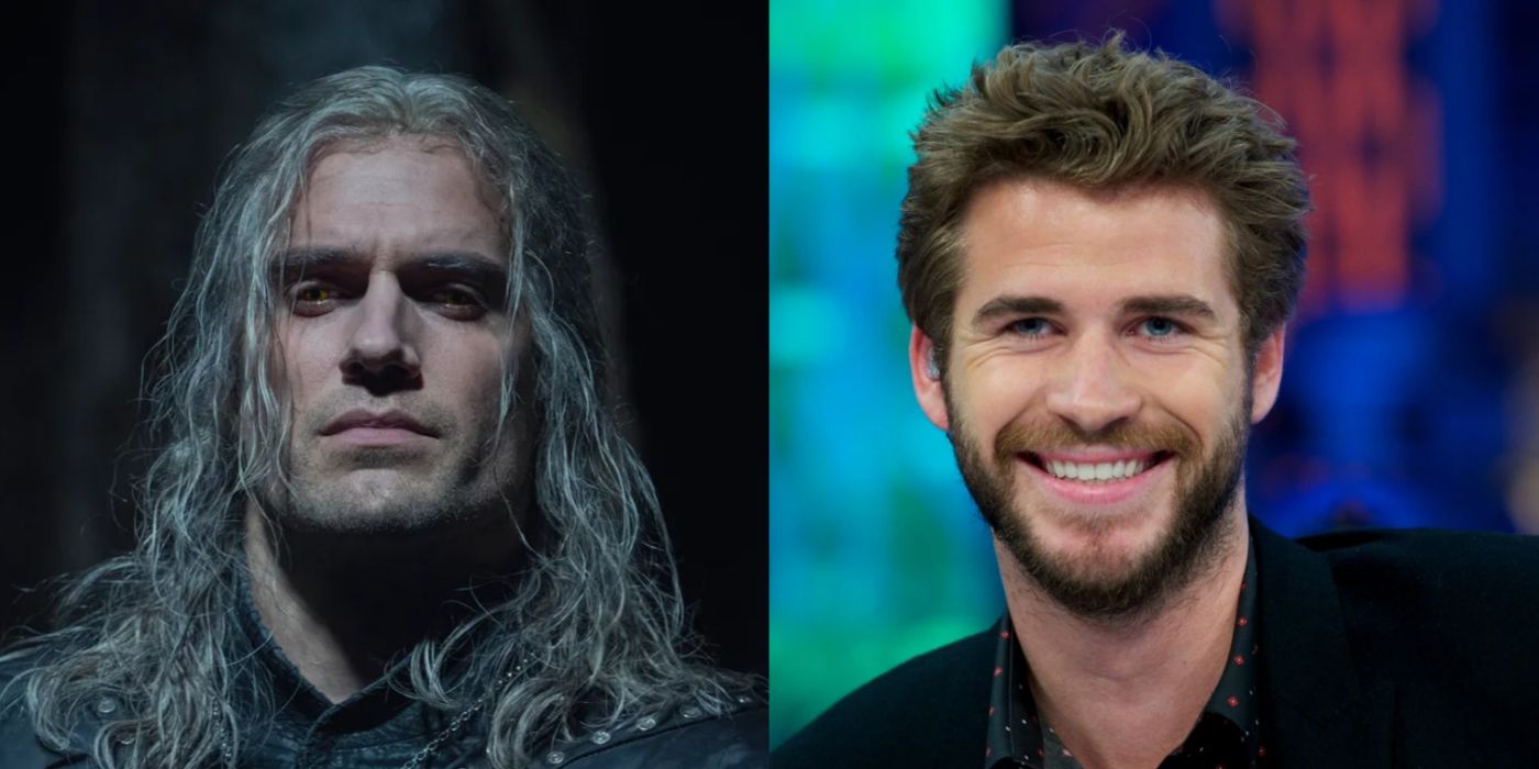 Henry Cavill's Geralt of Rivia and Liam Hemsworth smiling