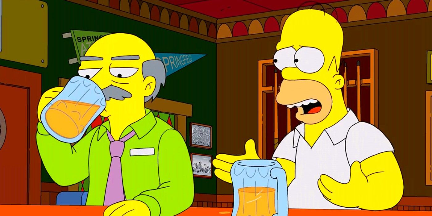 Homer and Raphael the sarcastic clerk in The Simpsons season 34 episode 4