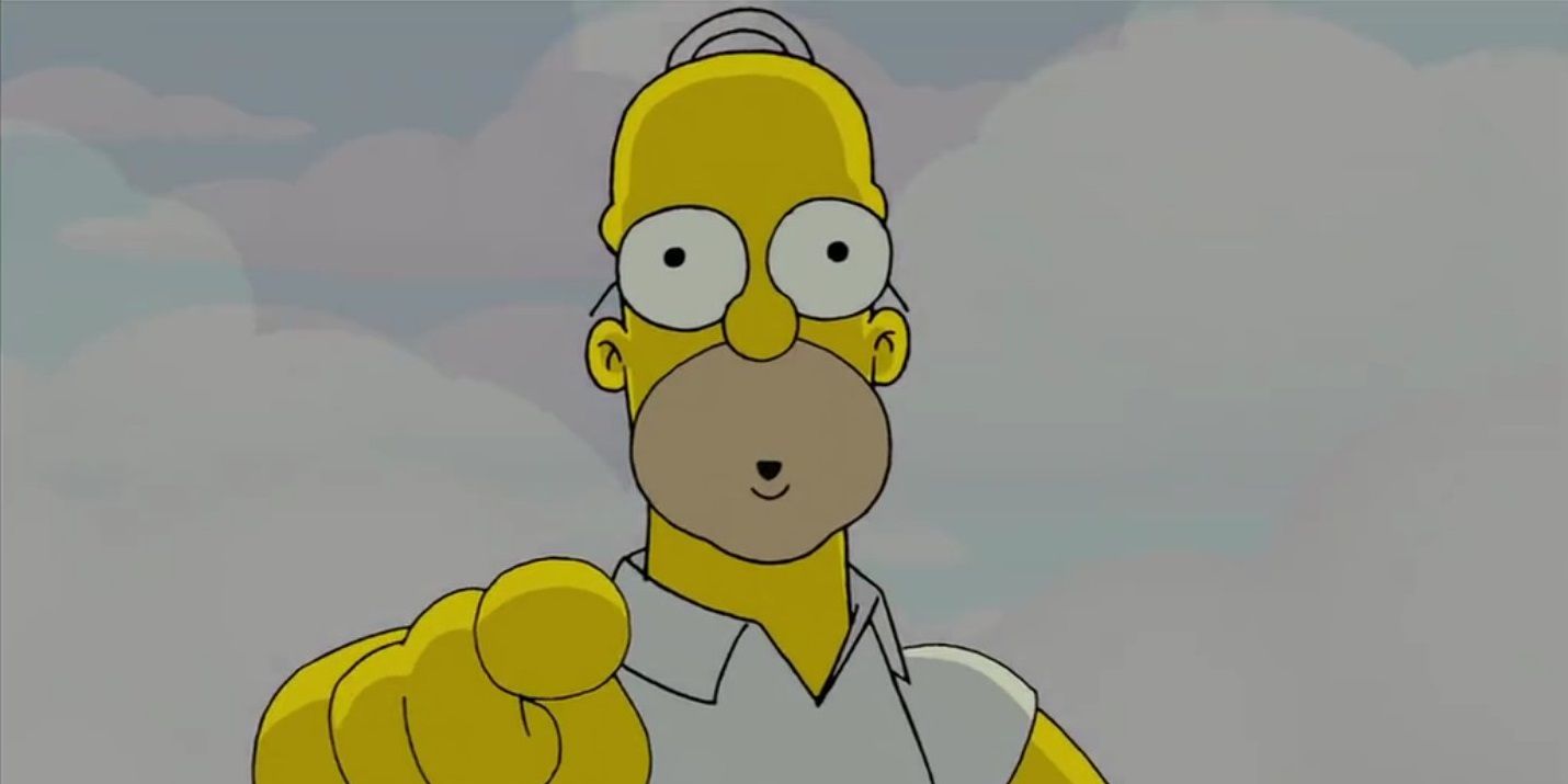Homer points at the audience in The Simpsons Movie