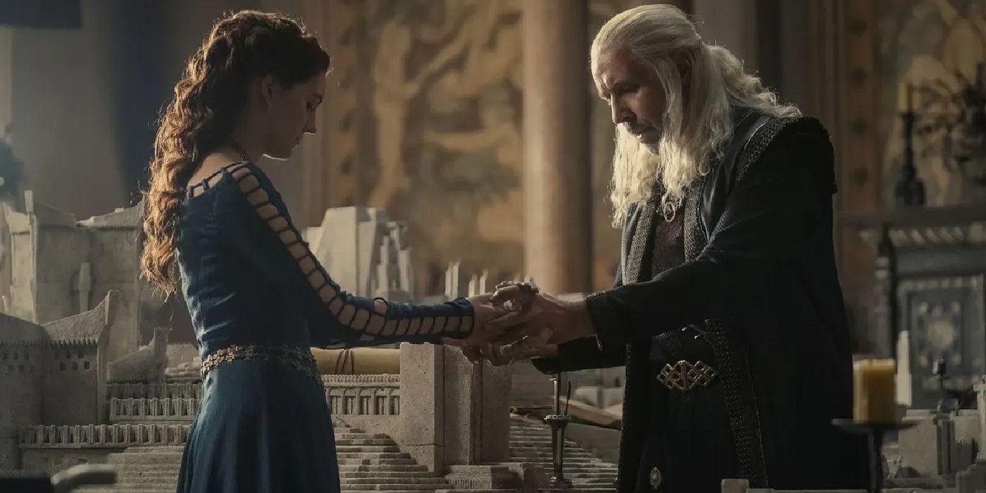 House of the Dragon season 1 Alicent Viserys holding hands