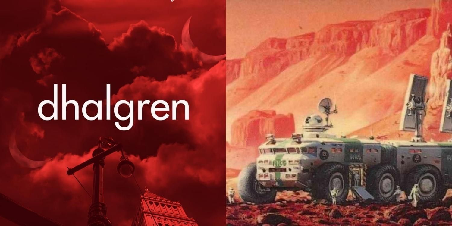 Images from the covers of Dahlgren and Red Rising
