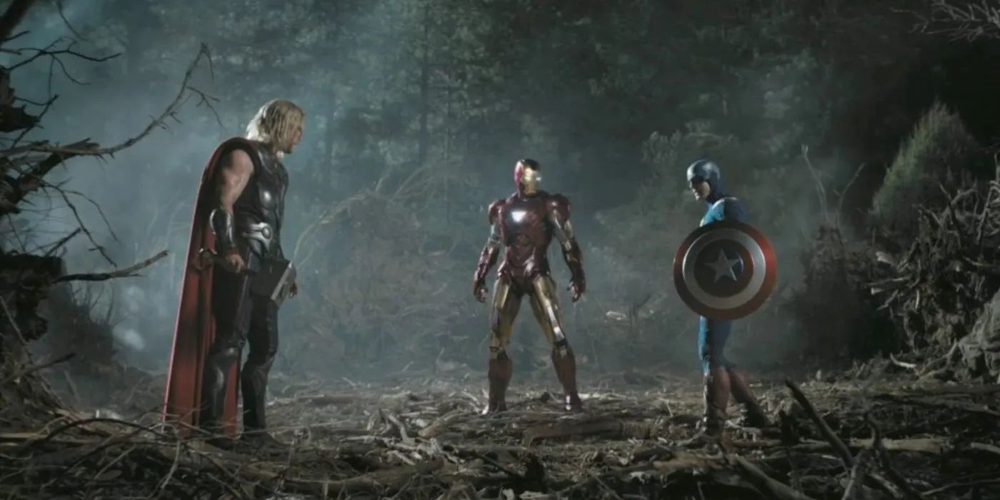 Iron Man, Thor, and Captain America in The Avengers